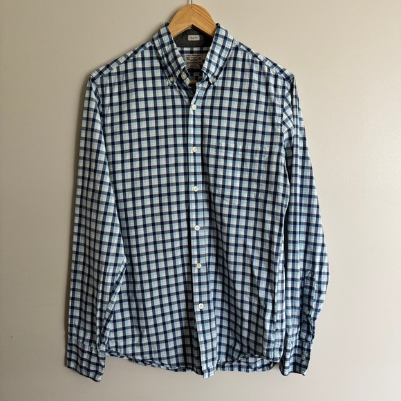 Men’s J. Crew Quality Woven Shirts Slim Fit Size S Blue Plaid - Picture 1 of 4